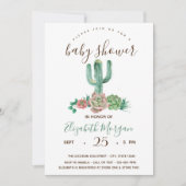 Invitation Aquarelle Cactus Baby shower de points succulents (Devant)