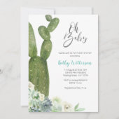 Invitation Aquarelle Cactus Baby shower neutre pour les femme (Devant)
