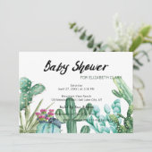 Invitation Aquarelle Cactus & Baby shower Succulent  (Debout devant)