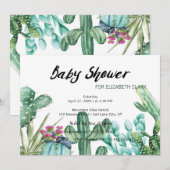 Invitation Aquarelle Cactus & Baby shower Succulent  (Devant / Derrière)