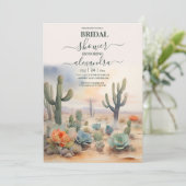 Invitation Aquarelle Cactus du désert Mexicain Shower de Mari (Debout devant)
