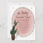 Invitation Aquarelle Cactus et Coeurs Baby shower verdoyant (Devant)