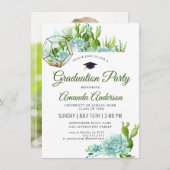 Invitation Aquarelle Cactus Eucalyptus (Devant / Derrière)