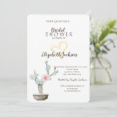 Invitation Aquarelle Cactus Gold Heart Fête des mariées (Debout devant)