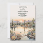 Invitation Aquarelle Cactus Mariage de succulents (Devant)