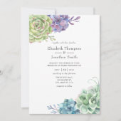 Invitation Aquarelle Cactus Mariage de succulents (Devant)