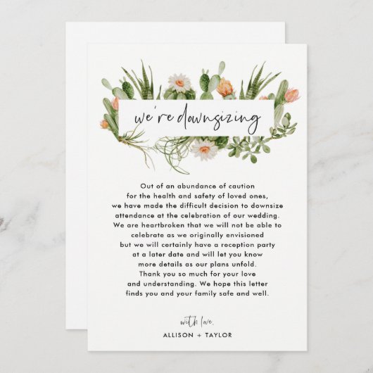 Invitation Aquarelle Cactus Mariage plus petit Mise à jour Ré (Devant / Derrière)