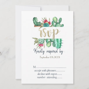 Invitation Aquarelle Cactus Points à pois RSVP