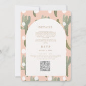 Invitation Aquarelle Cactus Romantique Peachy Mariage or (Dos)