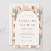 Invitation Aquarelle Cactus Romantique Peachy Mariage or (Devant)