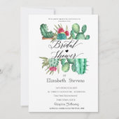 Invitation Aquarelle Cactus Script Points de mariage  (Devant)
