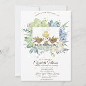 Invitation Aquarelle Cactus Succulente première sainte commun (Devant)