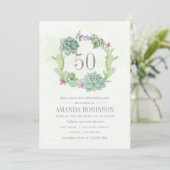 Invitation Aquarelle Cactus Succulentes du désert 50e Anniver (Debout devant)