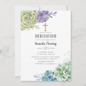 Invitation Aquarelle Cactus Succulents Baptême/Christening (Devant)