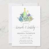 Invitation Aquarelle Cactus Succulents Brunch et Bubbly (Devant)