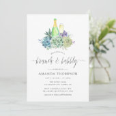 Invitation Aquarelle Cactus Succulents Brunch et Bubbly (Debout devant)