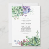 Invitation Aquarelle Cactus Succulents Célébration de la vie (Devant)