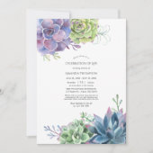 Invitation Aquarelle Cactus Succulents Célébration de la vie (Devant)