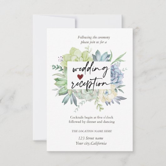 Invitation Aquarelle Cactus, Succulents Points Réception (Devant)