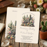 Aquarelle Cactus & Wagon Wheel Rustique Mariage