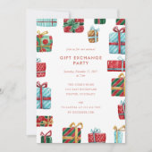 Invitation Aquarelle cadeaux Noël échange cadeaux (Devant)