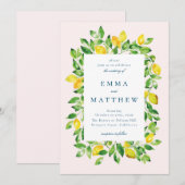 Invitation Aquarelle Cadre citron en Arrière - plan beige (Devant / Derrière)