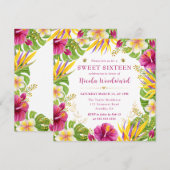 Invitation Aquarelle cadre de fleurs tropicales d'été douce 1 (Devant / Derrière)