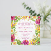 Invitation Aquarelle cadre de fleurs tropicales d'été douce 1 (Debout devant)