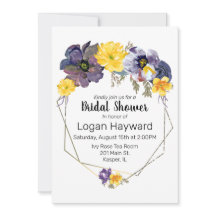Aquarelle cadre doré floral gris jaune prune