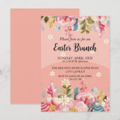 Invitation Aquarelle Cadre Floral Brunch de Pâques (Devant / Derrière)