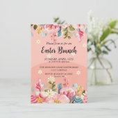 Invitation Aquarelle Cadre Floral Brunch de Pâques (Debout devant)