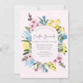 Invitation Aquarelle, Cadre floral Joyeux Pâques, Brunch (Devant)