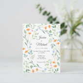 Invitation Aquarelle Cadre Floral Mixte (Debout devant)