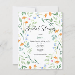 Invitation Aquarelle Cadre Floral Mixte