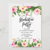 Invitation Aquarelle Cadre Floral Photo Script Graduation (Dos)