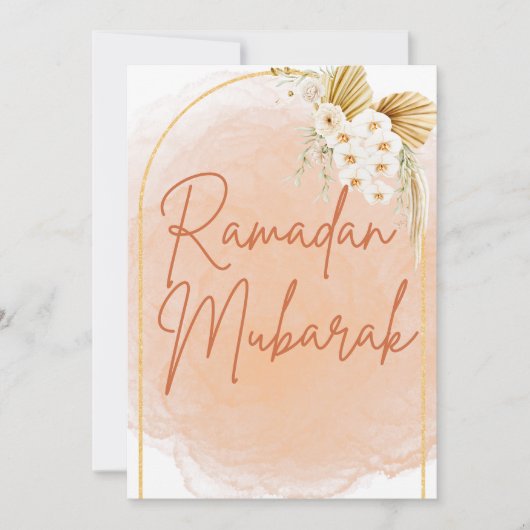 Invitation Aquarelle Cadre Floral Script Ramadan Moubarak (Devant)