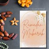Invitation Aquarelle Cadre Floral Script Ramadan Moubarak
