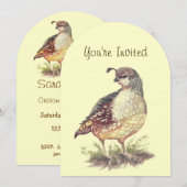 Invitation Aquarelle Californie Quail Bird Love Anniversaire (Devant / Derrière)