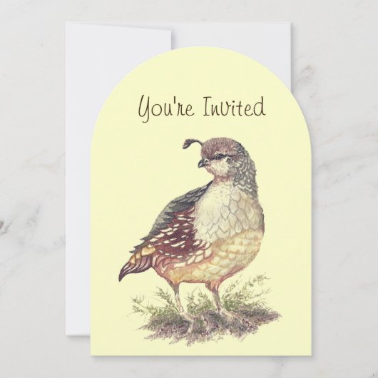 Invitation Aquarelle Californie Quail Bird Love Anniversaire (Devant)