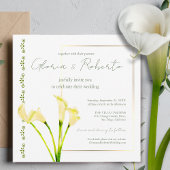 Invitation Aquarelle Calla Lily avec Mariage de cadre or