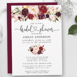 Invitation Aquarelle Calligraphie Florale Cœur Enterrement de