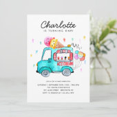 Invitation Aquarelle Camion Balloon Enfants Crème de glace An (Debout devant)