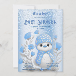 Invitation Aquarelle Canard bleu Baby shower floral Invitatio