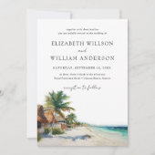 Invitation Aquarelle Cancun Mexico Beach Mariage Photo (Devant)