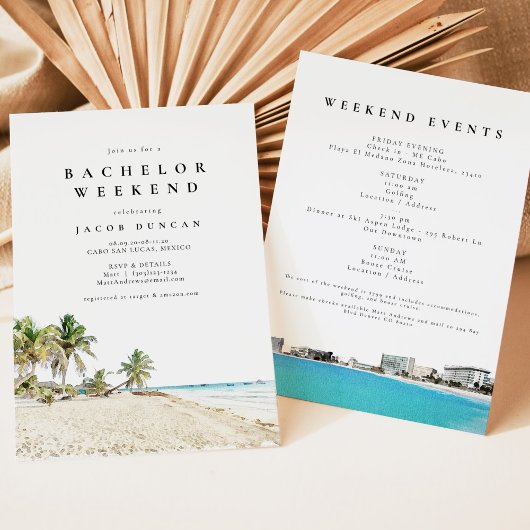 Invitation Aquarelle Cancun Mexique Plage Tropical Enterremen