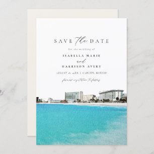 Invitation Aquarelle Cancun Mexique Skyline Enregistrer la da
