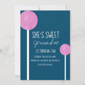 Invitation Aquarelle Candy Lollipop fête d'anniversaire rose (Devant)