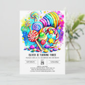Invitation Aquarelle Candyland anniversaire (Debout devant)