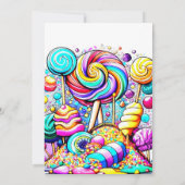 Invitation Aquarelle Candyland anniversaire (Dos)