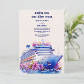 Invitation Aquarelle Caraibes bord de mer mariage pittoresque (Debout devant)